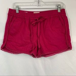 Loft Outlet Pink Linen/Cotton Eyelet Running Short